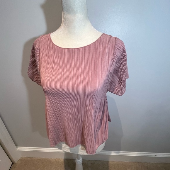 Madewell Texture And Thread Micropleat Top short sleeve Sz XXS Light Dusty Pink - Picture 6 of 13